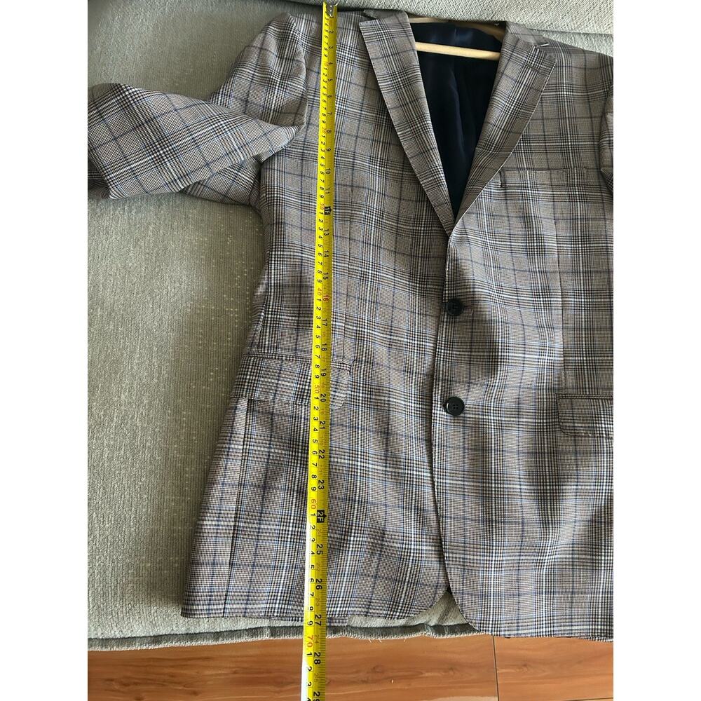REDA Italy Mens 40 Blazer Sport Coat Brown Blue Plaid Wool Preppy - Picture 11 of 16